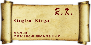 Ringler Kinga névjegykártya